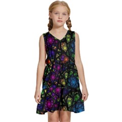 Stained Glass Crystal Art Kids  Sleeveless Tiered Mini Dress by Pakjumat