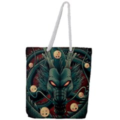 Dragon Art Full Print Rope Handle Tote (large) by Pakjumat