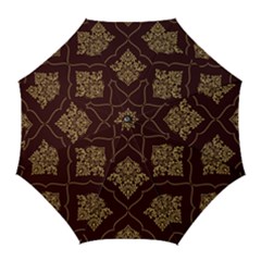 Vector Gold Ornament Pattern Seamless Damask Golf Umbrellas by Pakjumat