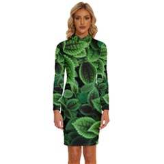 Shanghai Botanical Garden Long Sleeve Shirt Collar Bodycon Dress by Pakjumat