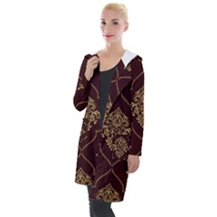 Vector Gold Ornament Pattern Seamless Damask Hooded Pocket Cardigan by Pakjumat