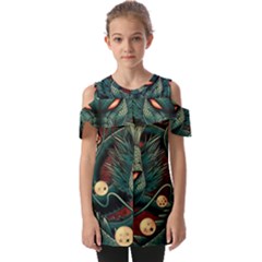 Dragon Art Fold Over Open Sleeve Top by Pakjumat