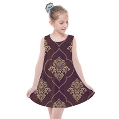 Vector Gold Ornament Pattern Seamless Damask Kids  Summer Dress by Pakjumat