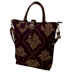 Vector Gold Ornament Pattern Seamless Damask Buckle Top Tote Bag by Pakjumat