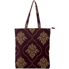 Vector Gold Ornament Pattern Seamless Damask Double Zip Up Tote Bag by Pakjumat