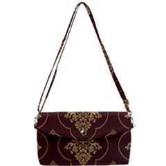 Vector Gold Ornament Pattern Seamless Damask Removable Strap Clutch Bag by Pakjumat