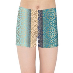 Gold Pattern Texture Golden Ornament Kids  Sports Shorts by Pakjumat