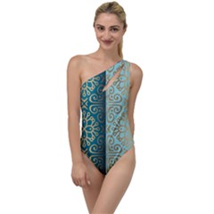 Gold Pattern Texture Golden Ornament To One Side Swimsuit by Pakjumat