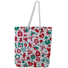 Background Vector Texture Christmas Winter Pattern Seamless Full Print Rope Handle Tote (large) by Pakjumat