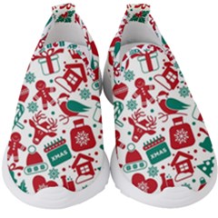 Background Vector Texture Christmas Winter Pattern Seamless Kids  Slip On Sneakers by Pakjumat