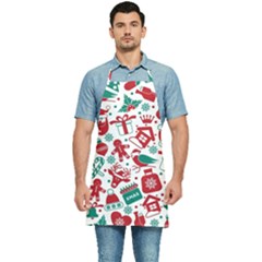 Background Vector Texture Christmas Winter Pattern Seamless Kitchen Apron by Pakjumat