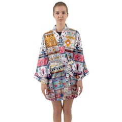 Pattern Texture Multi Colored Variation Long Sleeve Satin Kimono by Pakjumat