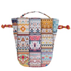 Pattern Texture Multi Colored Variation Drawstring Bucket Bag by Pakjumat