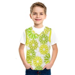 Flowers Green Texture With Pattern Leaves Shape Seamless Kids  Basketball Tank Top by Pakjumat