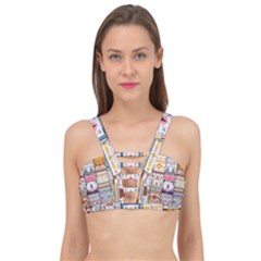 Pattern Texture Multi Colored Variation Cage Up Bikini Top by Pakjumat