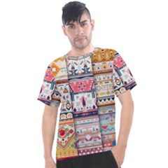 Pattern Texture Multi Colored Variation Men s Sport Top