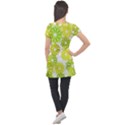 Flowers Green Texture With Pattern Leaves Shape Seamless Puff Sleeve Tunic Top View2