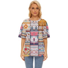 Pattern Texture Multi Colored Variation Oversized Basic T-shirt by Pakjumat