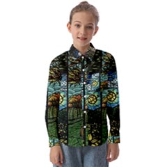 Four Assorted Illustrations Collage Winter Autumn Summer Picture Kids  Long Sleeve Shirt by Pakjumat