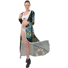 Four Assorted Illustrations Collage Winter Autumn Summer Picture Maxi Chiffon Beach Wrap