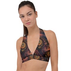 Paisley Abstract Fabric Pattern Floral Art Design Flower Halter Plunge Bikini Top by Pakjumat