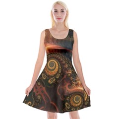 Paisley Abstract Fabric Pattern Floral Art Design Flower Reversible Velvet Sleeveless Dress by Pakjumat