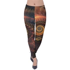 Paisley Abstract Fabric Pattern Floral Art Design Flower Velvet Leggings by Pakjumat