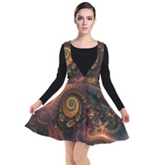 Paisley Abstract Fabric Pattern Floral Art Design Flower Plunge Pinafore Dress by Pakjumat