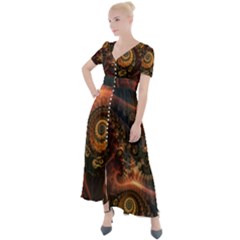 Paisley Abstract Fabric Pattern Floral Art Design Flower Button Up Short Sleeve Maxi Dress by Pakjumat