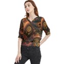 Paisley Abstract Fabric Pattern Floral Art Design Flower Quarter Sleeve Blouse View1