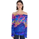 Abstract Paisley Art Pattern Design Fabric Floral Decoration Off Shoulder Long Sleeve Top View1