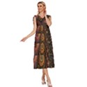 Paisley Abstract Fabric Pattern Floral Art Design Flower V-Neck Drawstring Shoulder Sleeveless Maxi Dress View3