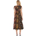 Paisley Abstract Fabric Pattern Floral Art Design Flower V-Neck Drawstring Shoulder Sleeveless Maxi Dress View4