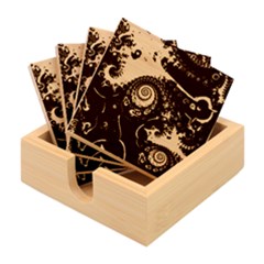 Paisley Abstract Fabric Pattern Floral Art Design Flower Bamboo Coaster Set by Pakjumat