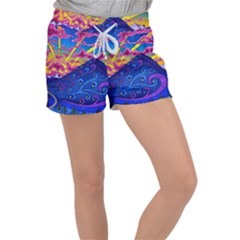 Abstract Paisley Art Pattern Design Fabric Floral Decoration Women s Velour Lounge Shorts by Pakjumat