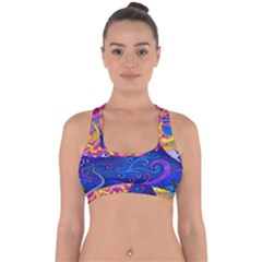 Abstract Paisley Art Pattern Design Fabric Floral Decoration Cross Back Hipster Bikini Top  by Pakjumat