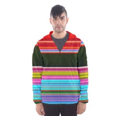 Horizontal Line Colorful Men s Hooded Windbreaker by Pakjumat