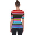 Horizontal Line Colorful Shoulder Cut Out Short Sleeve Top View2