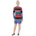 Horizontal Line Colorful Button Long Sleeve Dress View2