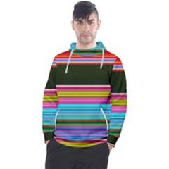 Horizontal Line Colorful Men s Pullover Hoodie by Pakjumat