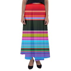 Horizontal Line Colorful Flared Maxi Skirt