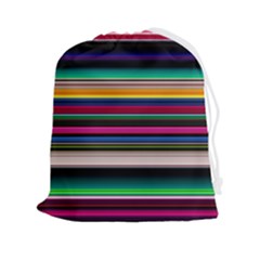 Horizontal Lines Colorful Drawstring Pouch (2xl) by Pakjumat