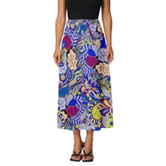 Blue Yellow Background Pattern Vector Texture Paisley Classic Midi Chiffon Skirt by Pakjumat