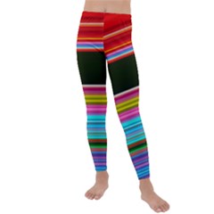 Horizontal Line Colorful Kids  Lightweight Velour Leggings by Pakjumat