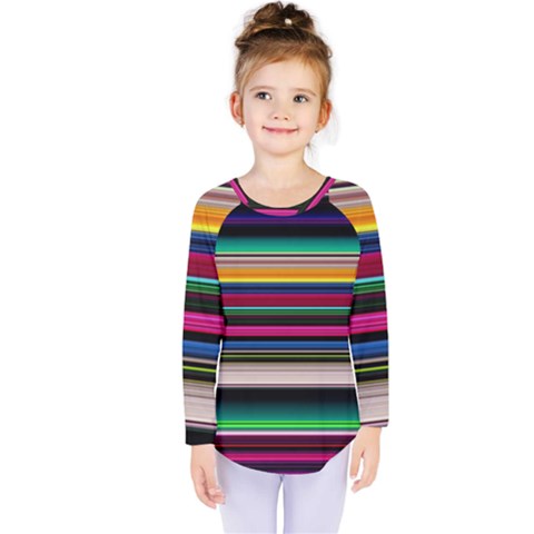 Horizontal Lines Colorful Kids  Long Sleeve T-shirt by Pakjumat