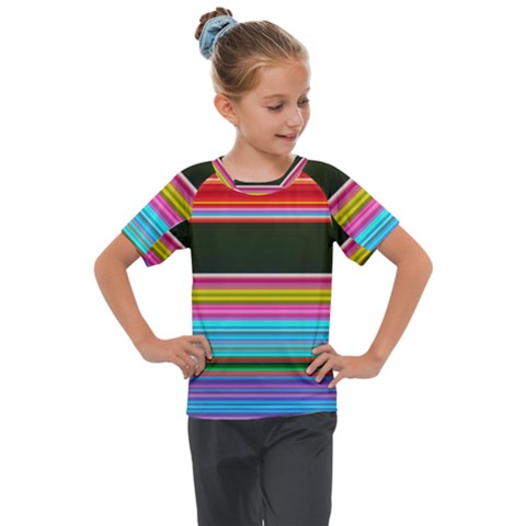 Horizontal Line Colorful Kids  Mesh Piece T-shirt by Pakjumat