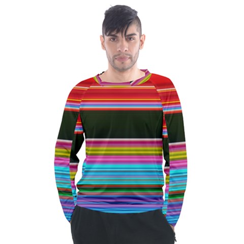 Horizontal Line Colorful Men s Long Sleeve Raglan T-shirt by Pakjumat