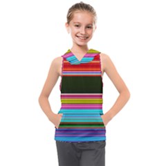 Horizontal Line Colorful Kids  Sleeveless Hoodie by Pakjumat