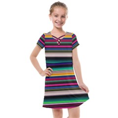 Horizontal Lines Colorful Kids  Cross Web Dress by Pakjumat