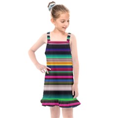 Horizontal Lines Colorful Kids  Overall Dress by Pakjumat